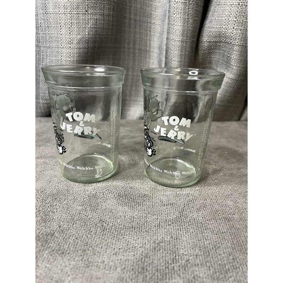 Vintage 1990 Welchs Jelly Glasses TOM & JERRY 4" Lot Bundle - Picture 2 of 8